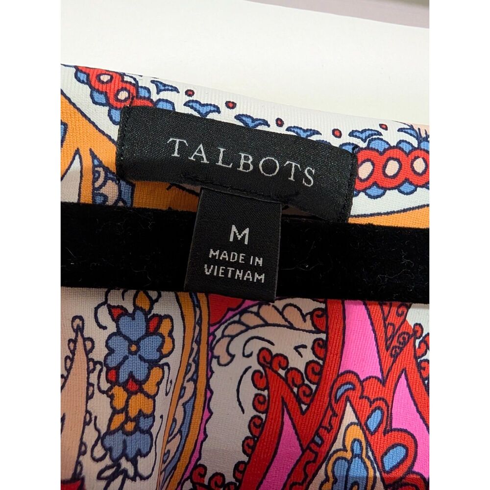 Talbots Floral Paisley Dress Size M Stretch Sheath Colorful Preppy Chic Summer - Picture 3 of 7